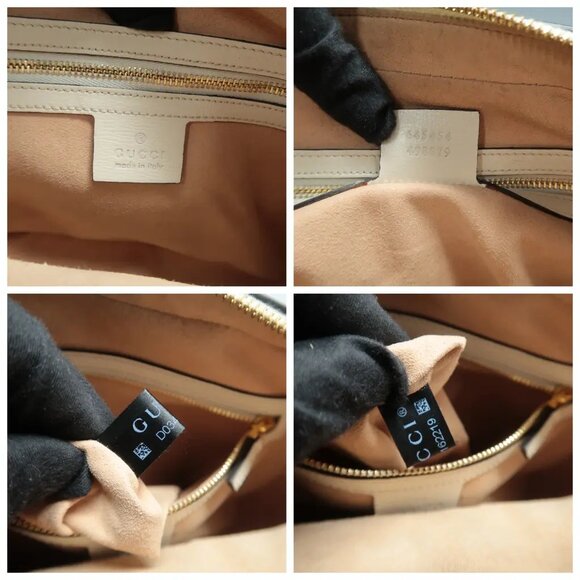 100% Authentic GUCCI Horsebit 1955 Brown&White Canvas Shoulder Bag 945-12524 - Picture 11 of 12